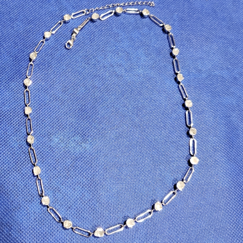 Sterling Silver 5ct Polki Diamond Paper Clip Necklace Gem